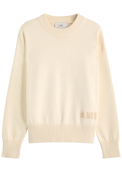 Logo-embroidered cotton-blend jumper 