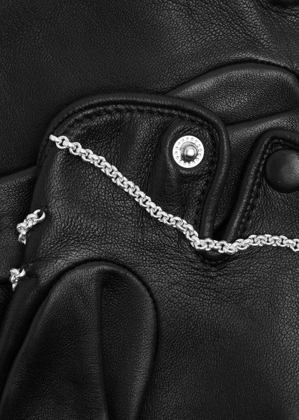 Celeste chain-embellished leather gloves 