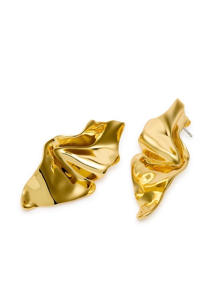 Crumpled small 14kt gold-plated drop earrings