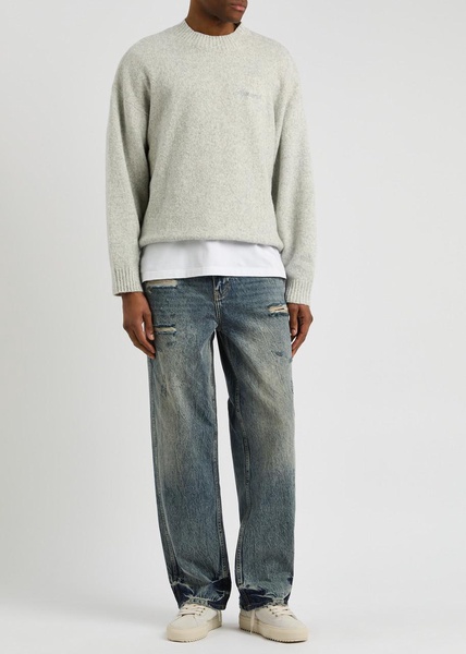R3 distressed wide-leg jeans