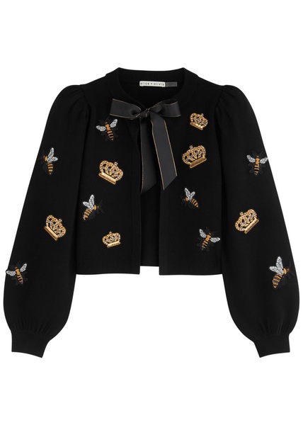 Kitty appliquéd stretch-wool cardigan