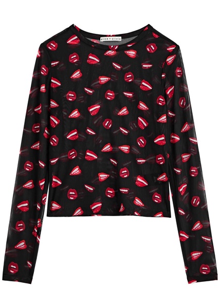 X Tom Wesselmann Delaina printed sheer mesh top