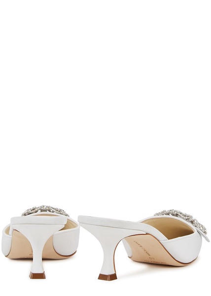 Maysale 50 white satin mules