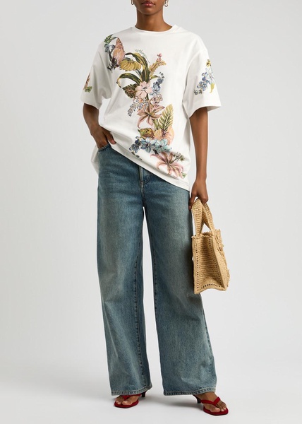 Oleander printed cotton T-shirt
