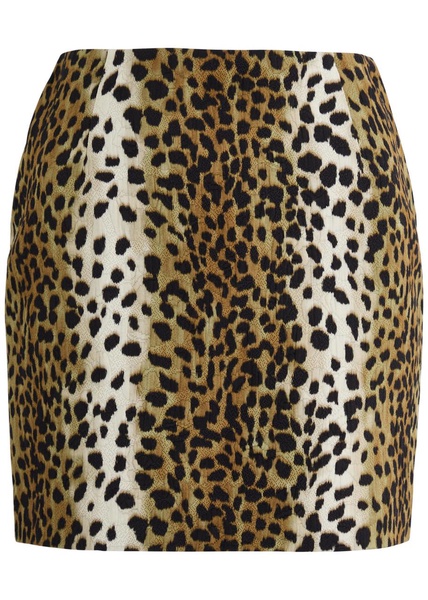 Leopard-print cotton-blend skirt
