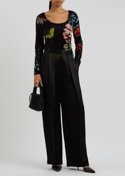 Delaina printed velvet top
