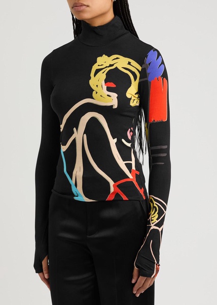 Delaina printed jersey top