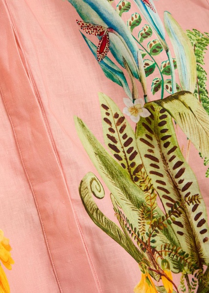 Papaya printed flax shirt