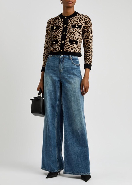 Claira leopard-intarsia wool-blend cardigan