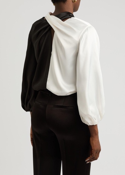 Mahogany colour-block satin blouse