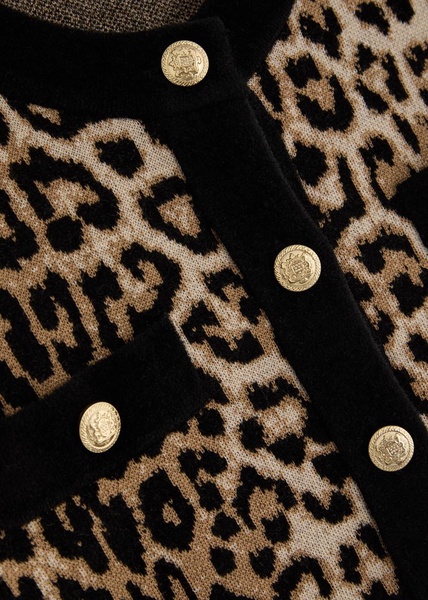 Claira leopard-intarsia wool-blend cardigan