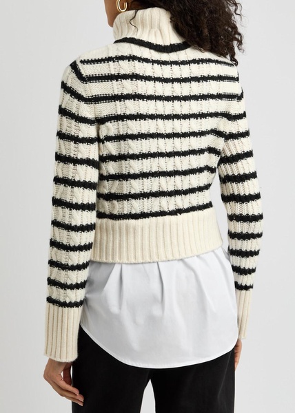 Iyla striped shirt-effect wool jumper