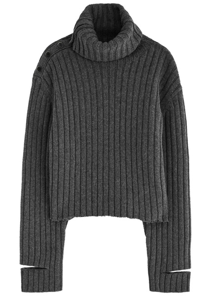 Ribbed wool-blend jumper