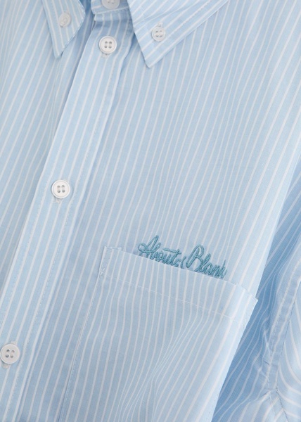 Striped logo-embroidered cotton shirt