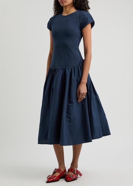 Afternoon Elegance stretch-cotton midi dress 
