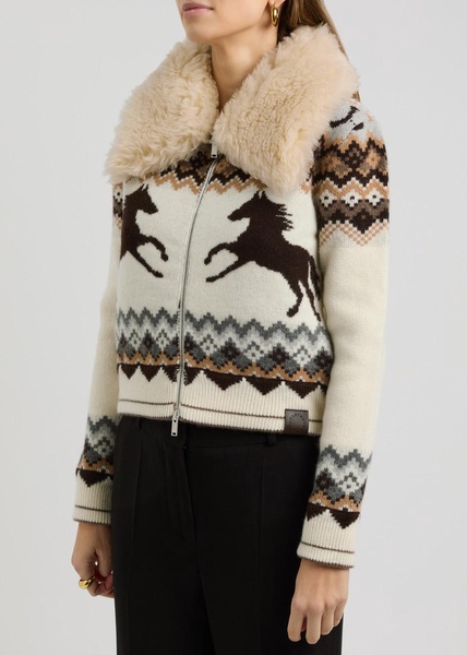 Fair isle intarsia wool cardigan