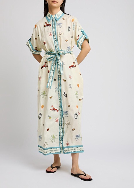 Sandy embroidered maxi shirt dress