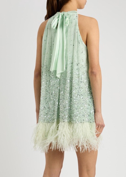 Erna embellished feather-trimmed tulle mini dress