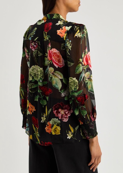 Sheila floral-devoré chiffon shirt