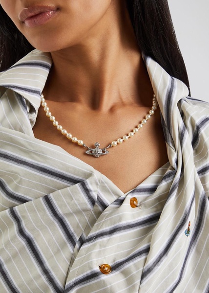 Mini Bas Relief faux pearl necklace