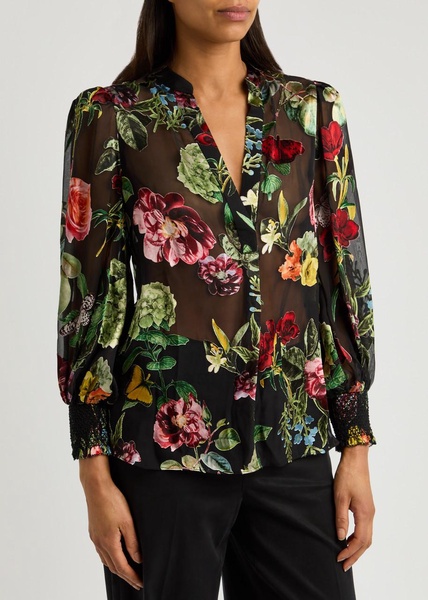Sheila floral-devoré chiffon shirt