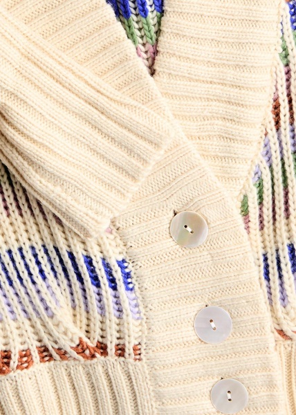 Striped ribbed-knit cardigan