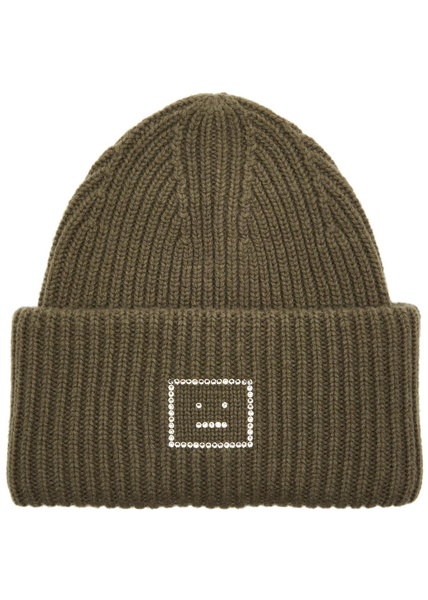 Pansy embellished wool beanie