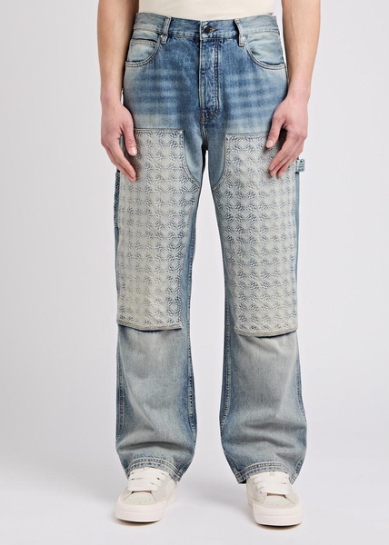 Debossed Carpenter panelled straight-leg jeans 