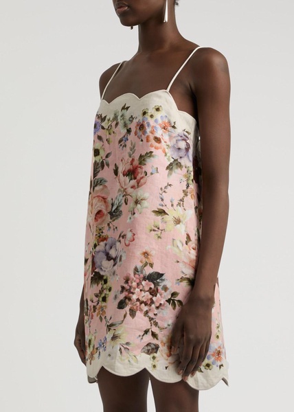 Acacia floral-print linen mini dress