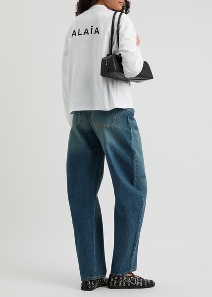 Logo-embroidered cotton top