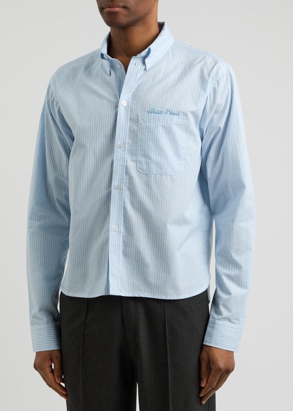 Striped logo-embroidered cotton shirt