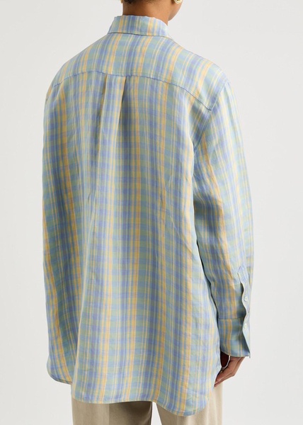 Checked linen-blend shirt 