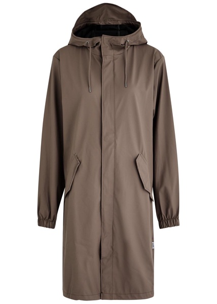 Fishtail hooded rubberised parka