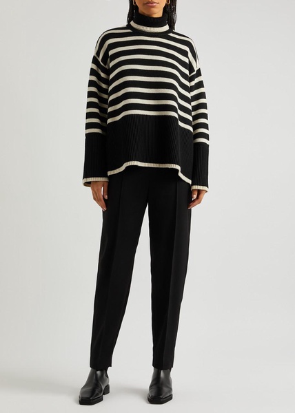 Striped roll-neck wool-blend jumper 