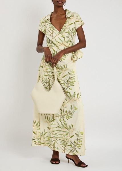 Mara printed linen-blend midi wrap dress