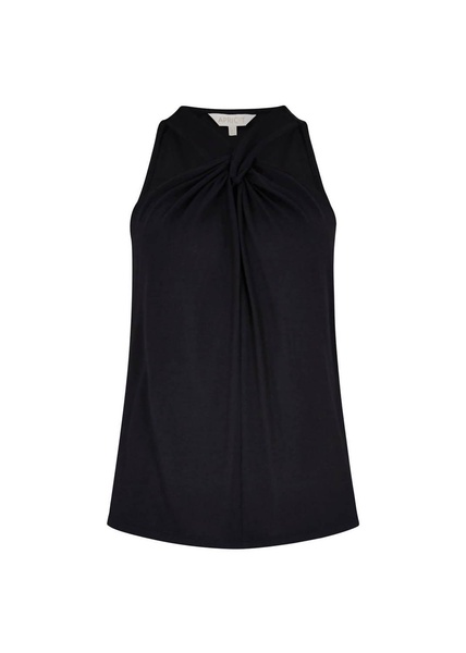 women's twist front top in black
