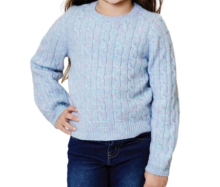 little girls sweater in blue pink