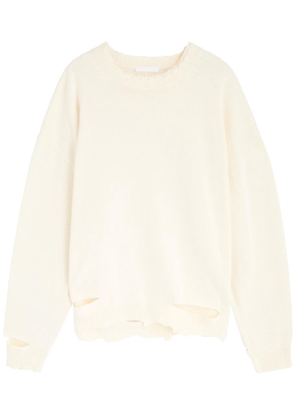 Distressed cotton-blend jumper 
