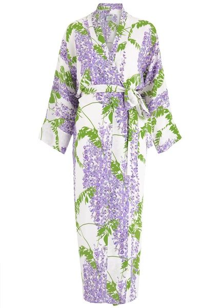Peignoir printed silk wrap dress