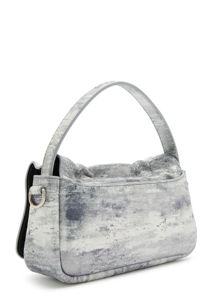 Mini Multipocket metallic-suede top handle bag 