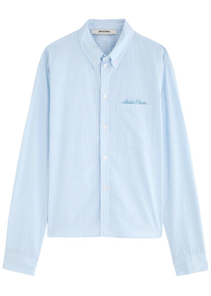 Striped logo-embroidered cotton shirt