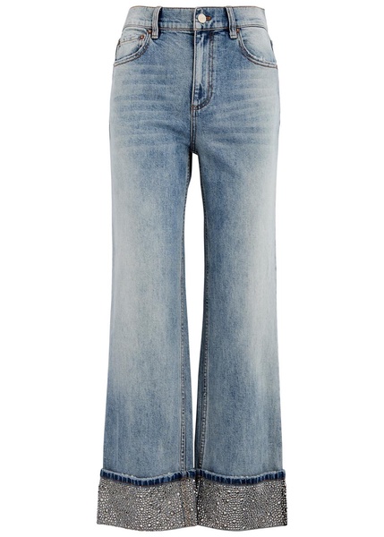 Weezy crystal-embellished wide-leg jeans