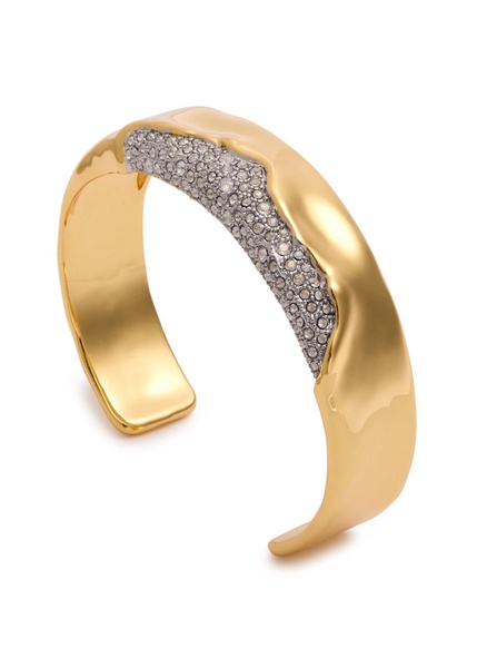 Solanales crystal-embellished 14kt gold-plated cuff