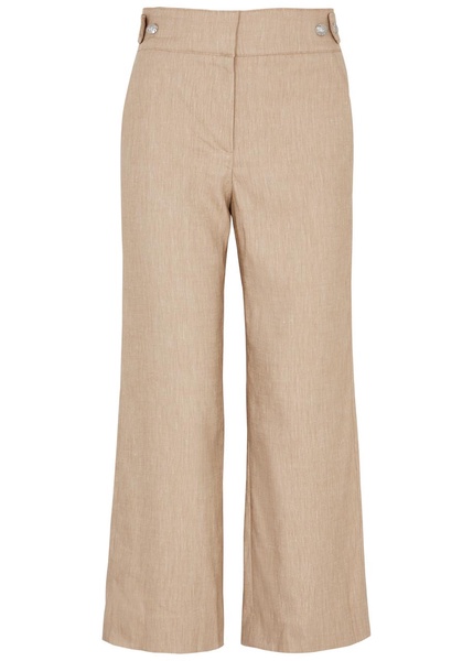 Aubrie cropped linen-blend trousers