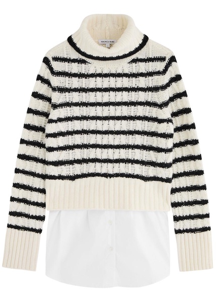 Iyla striped shirt-effect wool jumper