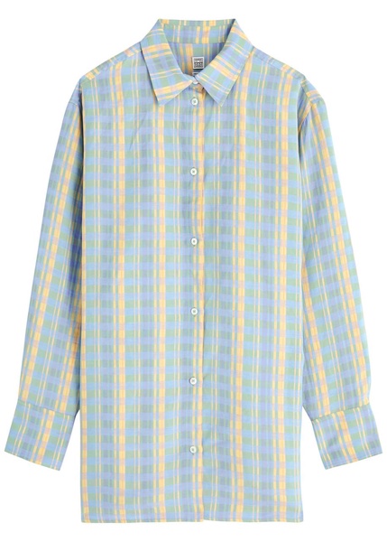 Checked linen-blend shirt 