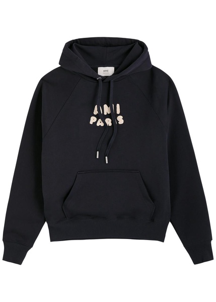 Logo-embroidered hooded cotton sweatshirt