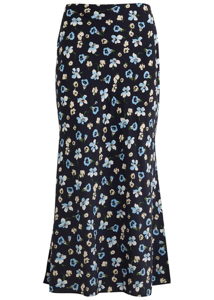 Clover printed silk-blend midi skirt
