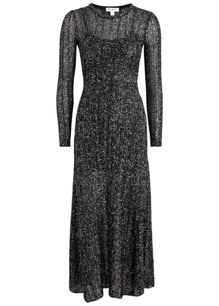 Sequin-embellished knitted maxi dress
