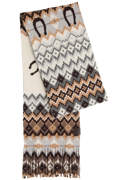 Fair isle intarsia wool scarf